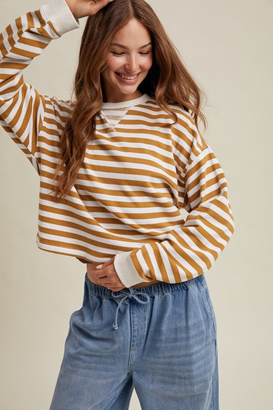 Striped Relaxed Knit Crop Top