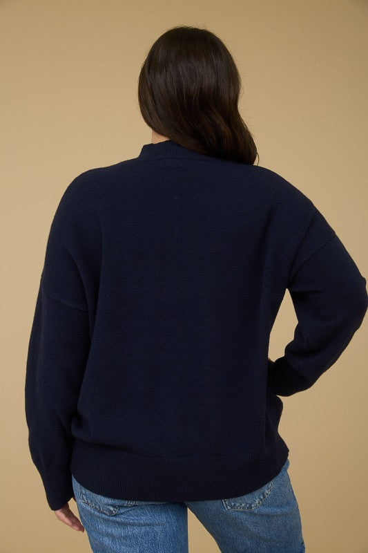 Front Seam Mock Neck Sweater - Curvy