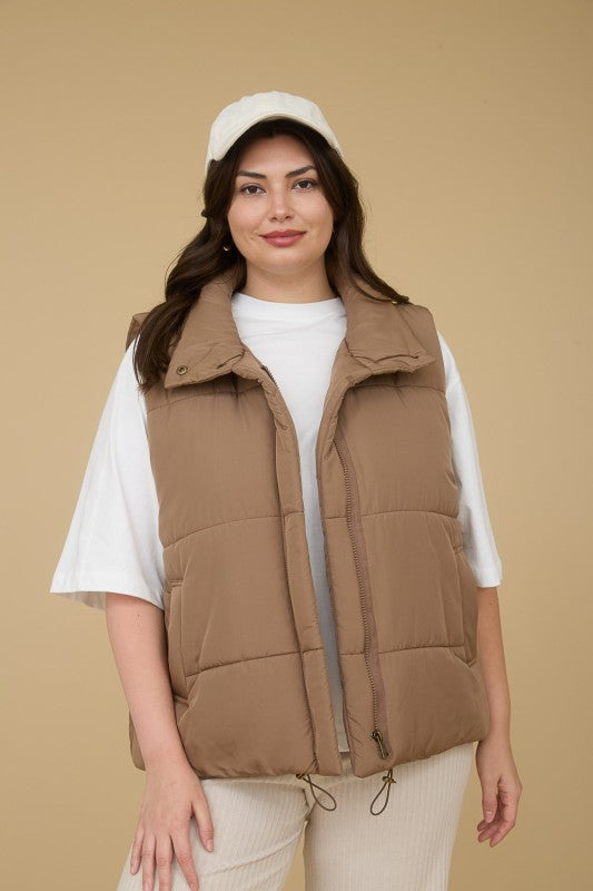 Zip Up Puffer Vest - Curvy