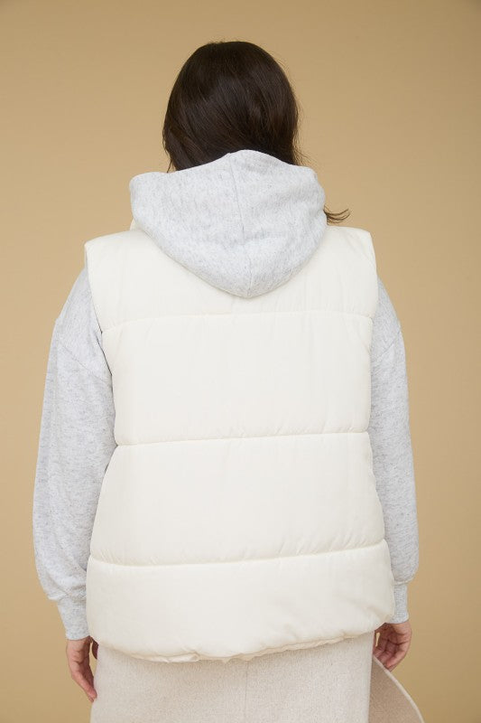 Zip Up Puffer Vest - Curvy
