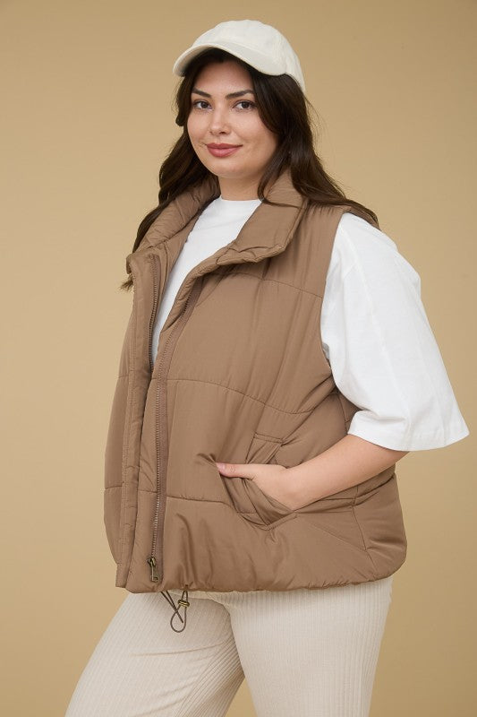 Zip Up Puffer Vest - Curvy