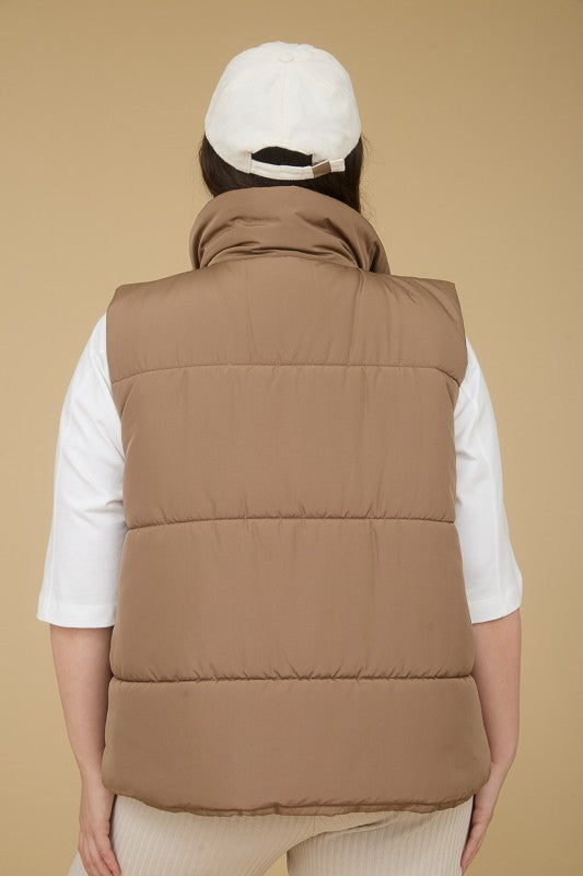 Zip Up Puffer Vest - Curvy