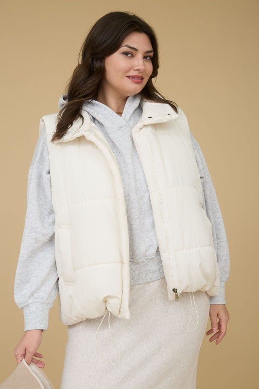 Zip Up Puffer Vest - Curvy