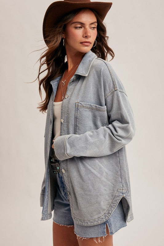 Soft Knit Oversized Denim Shacket