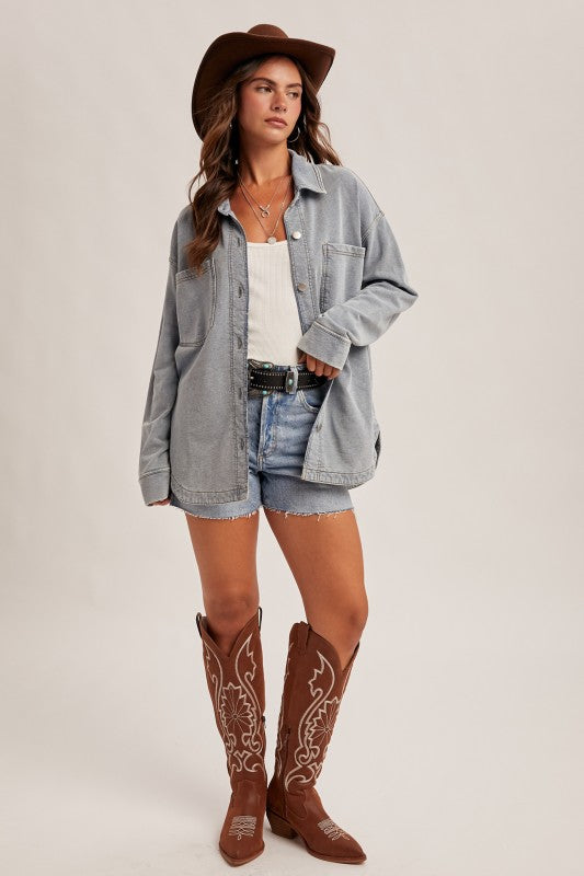 Soft Knit Oversized Denim Shacket