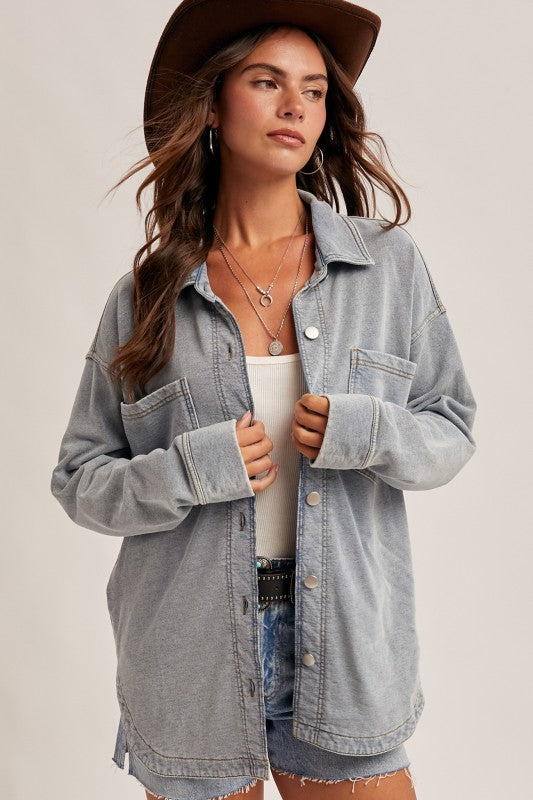 Soft Knit Oversized Denim Shacket