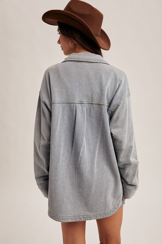 Soft Knit Oversized Denim Shacket