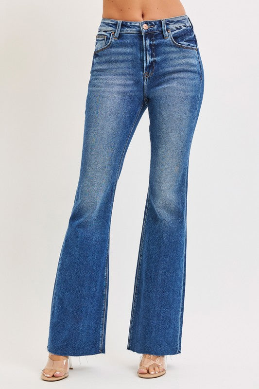 HR Flare Jeans w/ Raw Hem