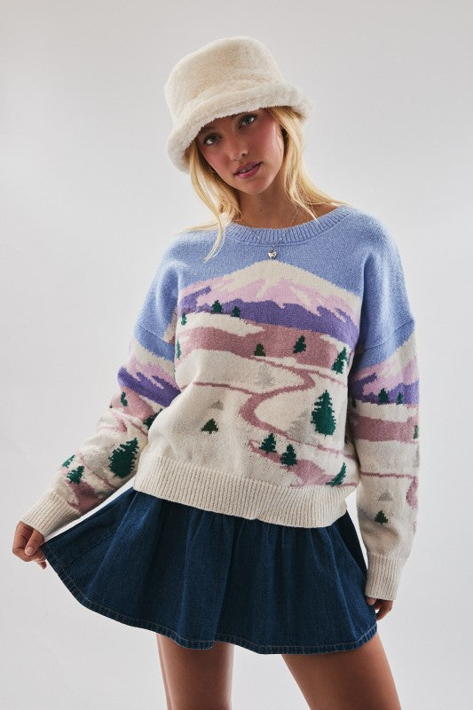 Snowy Mountain Graphic Sweater