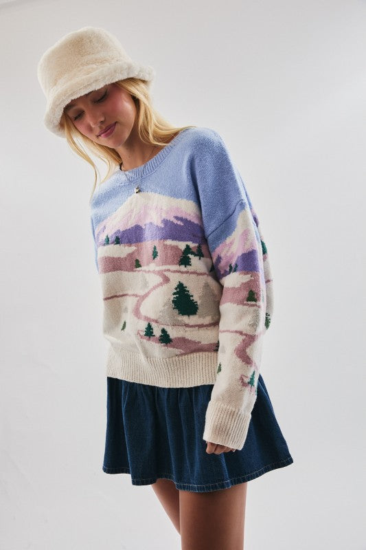 Snowy Mountain Graphic Sweater