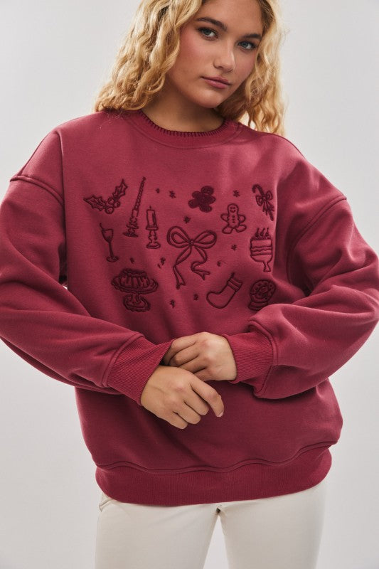 Christmas Embroidery Sweatshirt