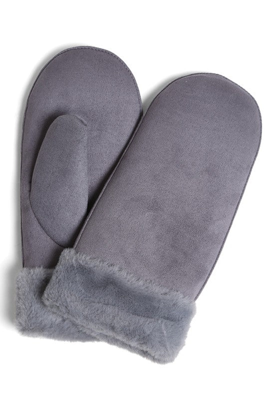 Faux Fur Trim Mittens