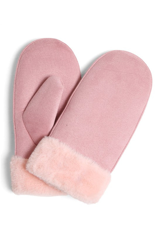 Faux Fur Trim Mittens