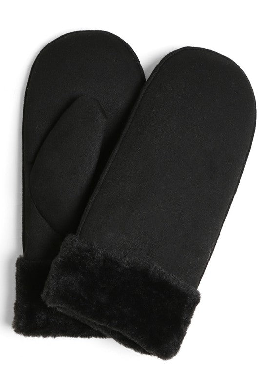 Faux Fur Trim Mittens