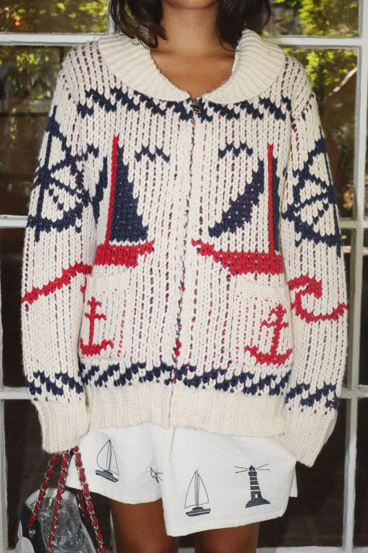 Sailboat Knit Cardigan