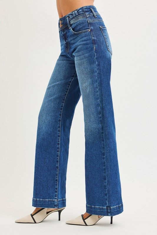 TC HR Wide Leg Bow Accent Jeans
