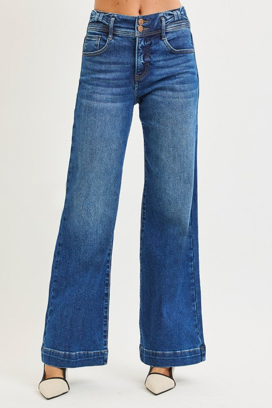 TC HR Wide Leg Bow Accent Jeans