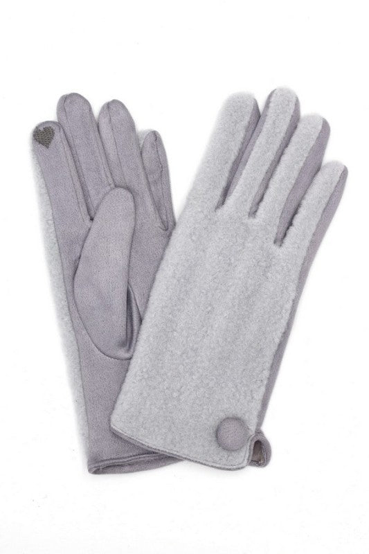 Button Accent Smart Touch Winter Gloves