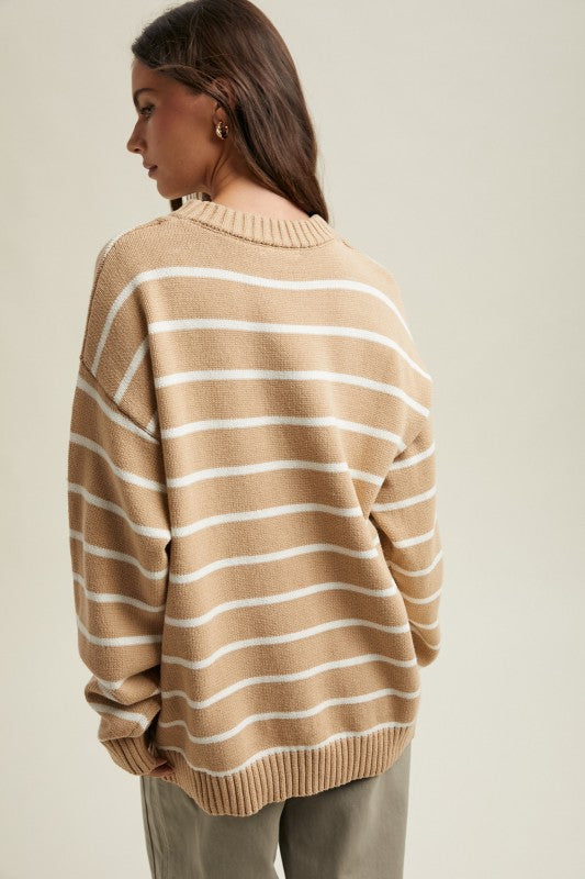 Oversized Striped Knit Sweater