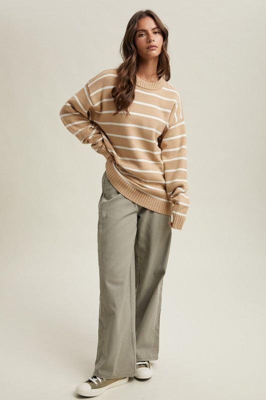 Oversized Striped Knit Sweater