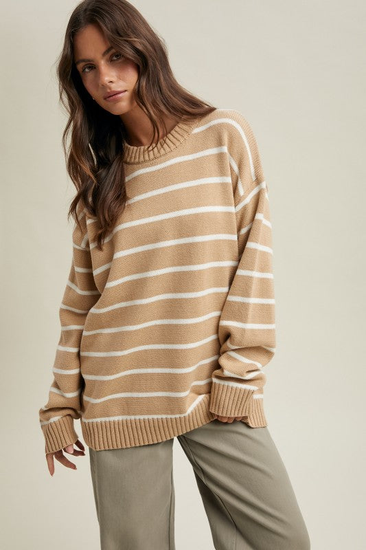 Oversized Striped Knit Sweater