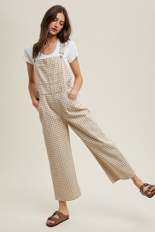 Gingham Denim Overalls