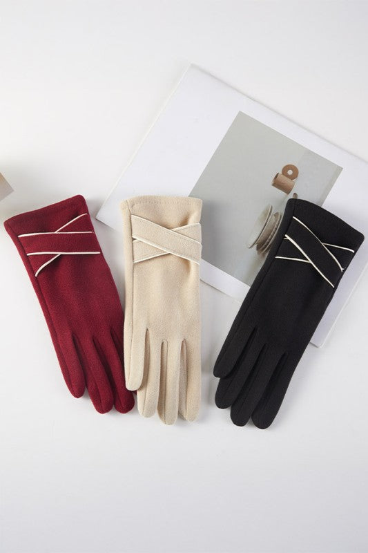 Criss-Cross Accent Winter Gloves