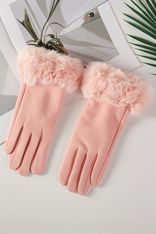 Faux Fur Trim Winter Gloves