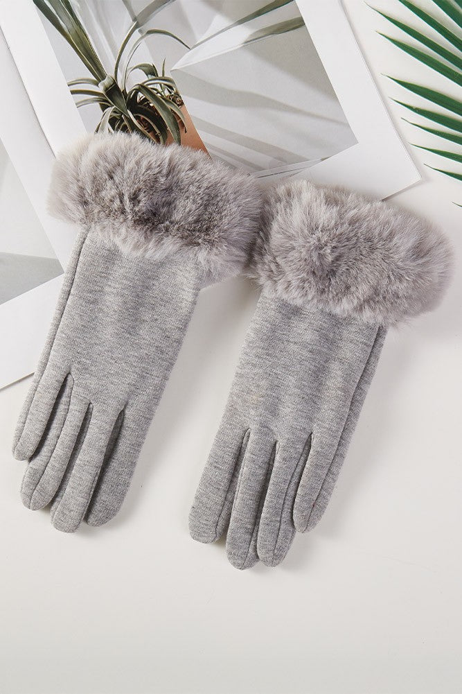 Faux Fur Trim Winter Gloves