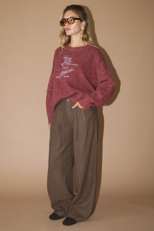 Skier Embroidered Sweater