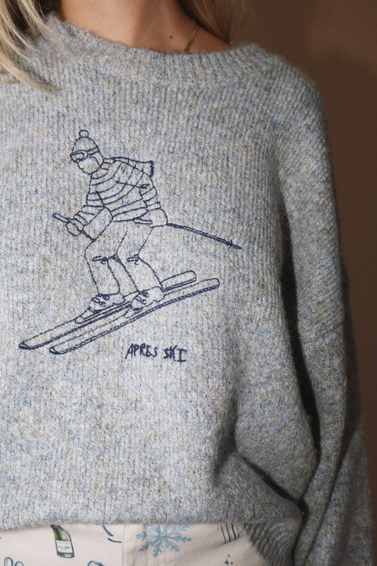 Skier Embroidered Sweater