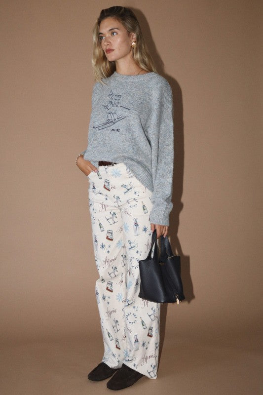 Skier Embroidered Sweater