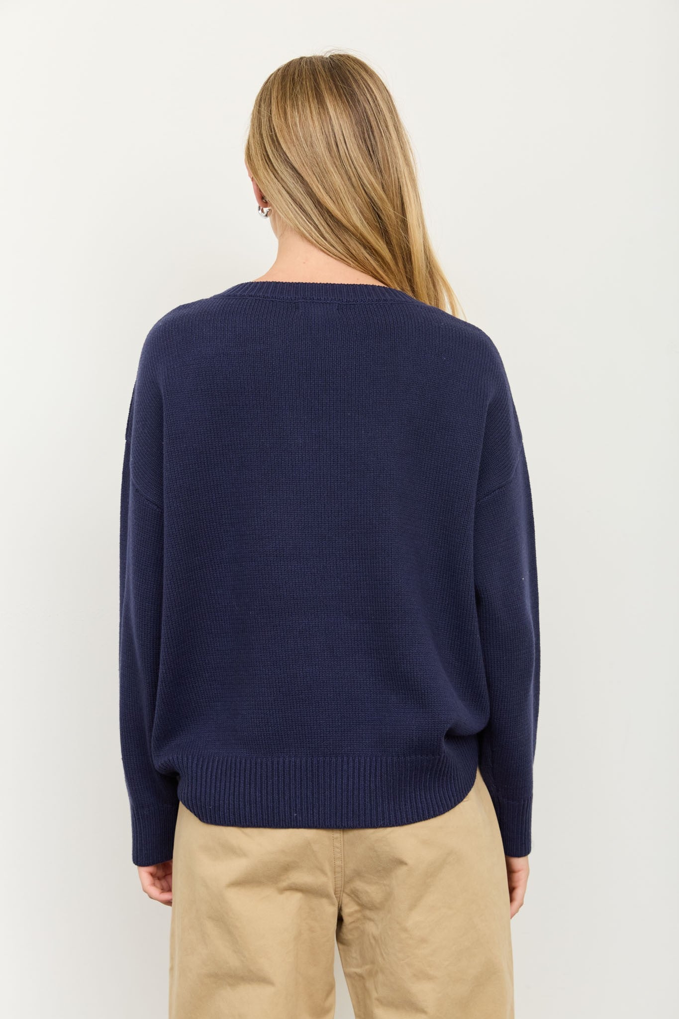 teddy jacquard crew neck pullover sweater