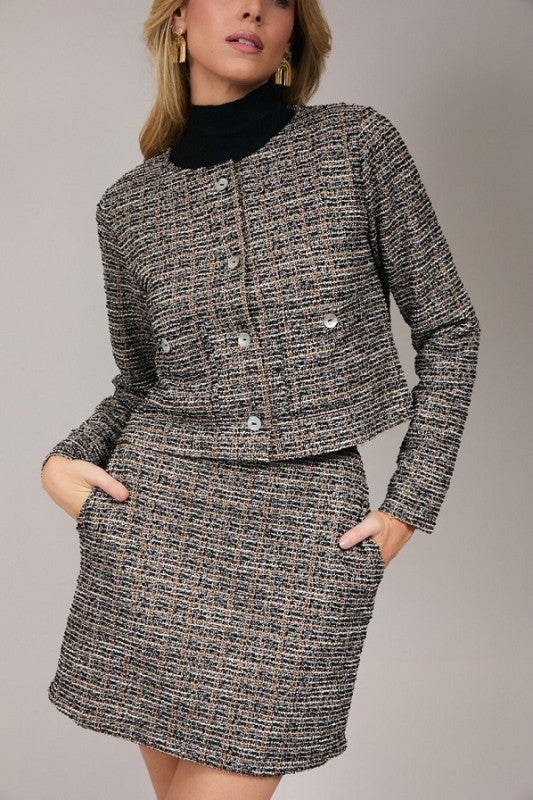 Round Neck Button Up Jacket