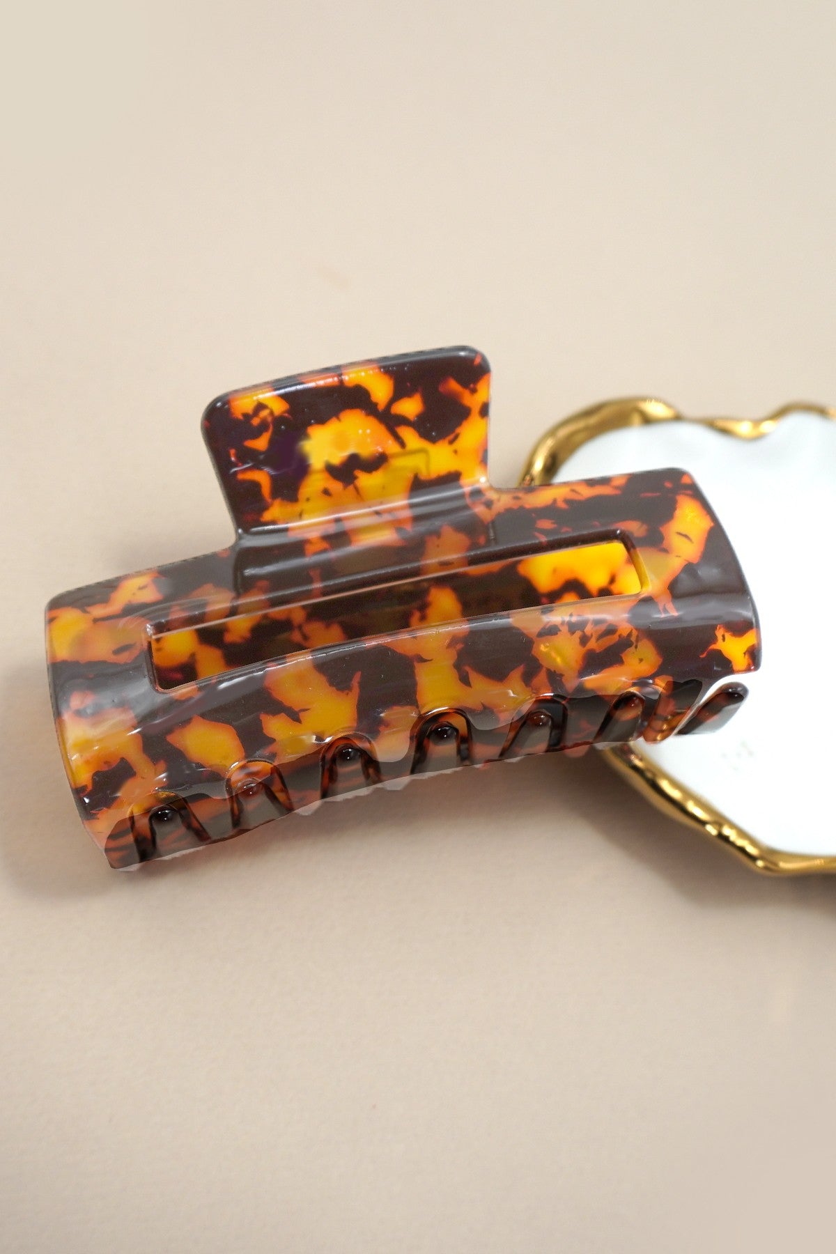 marbled acetate rectangle claw clip