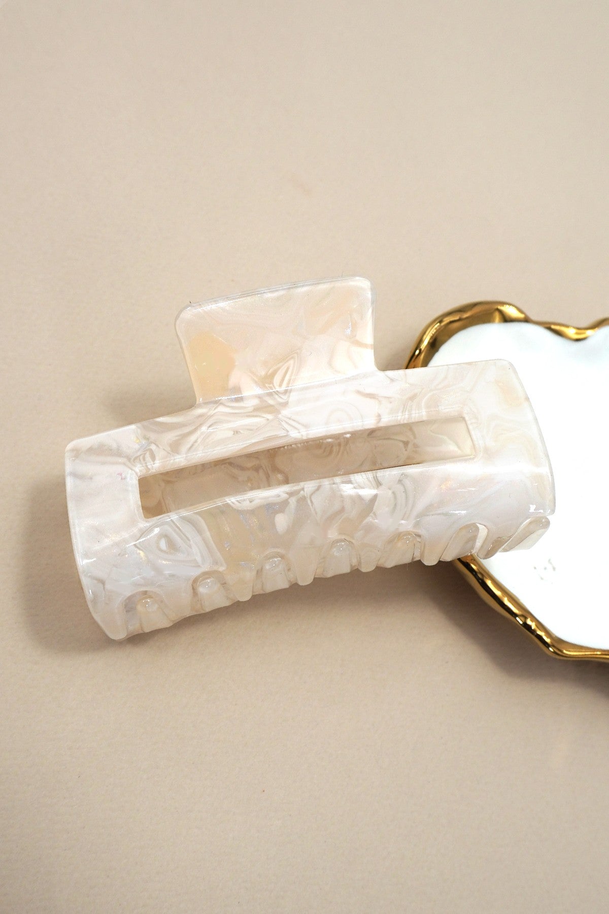 marbled acetate rectangle claw clip