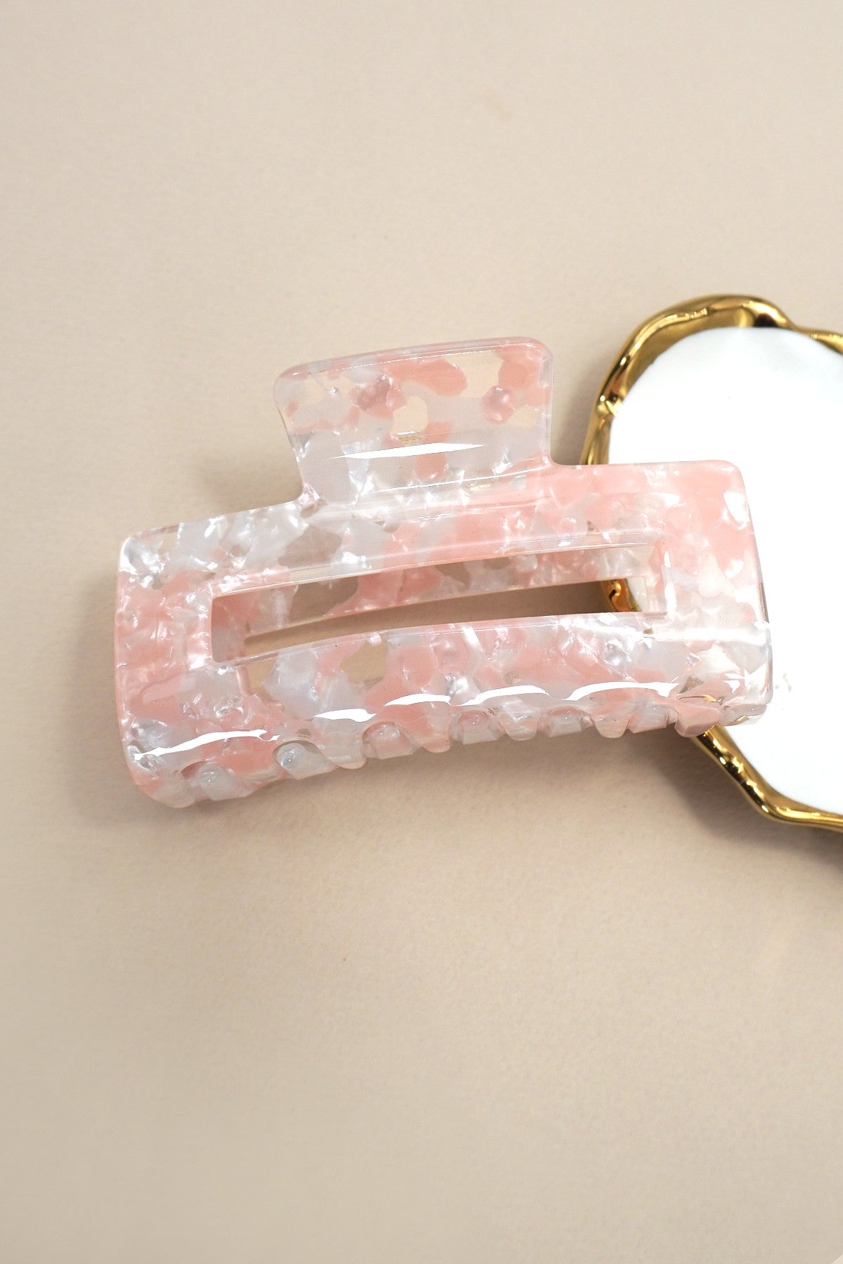 marbled acetate rectangle claw clip