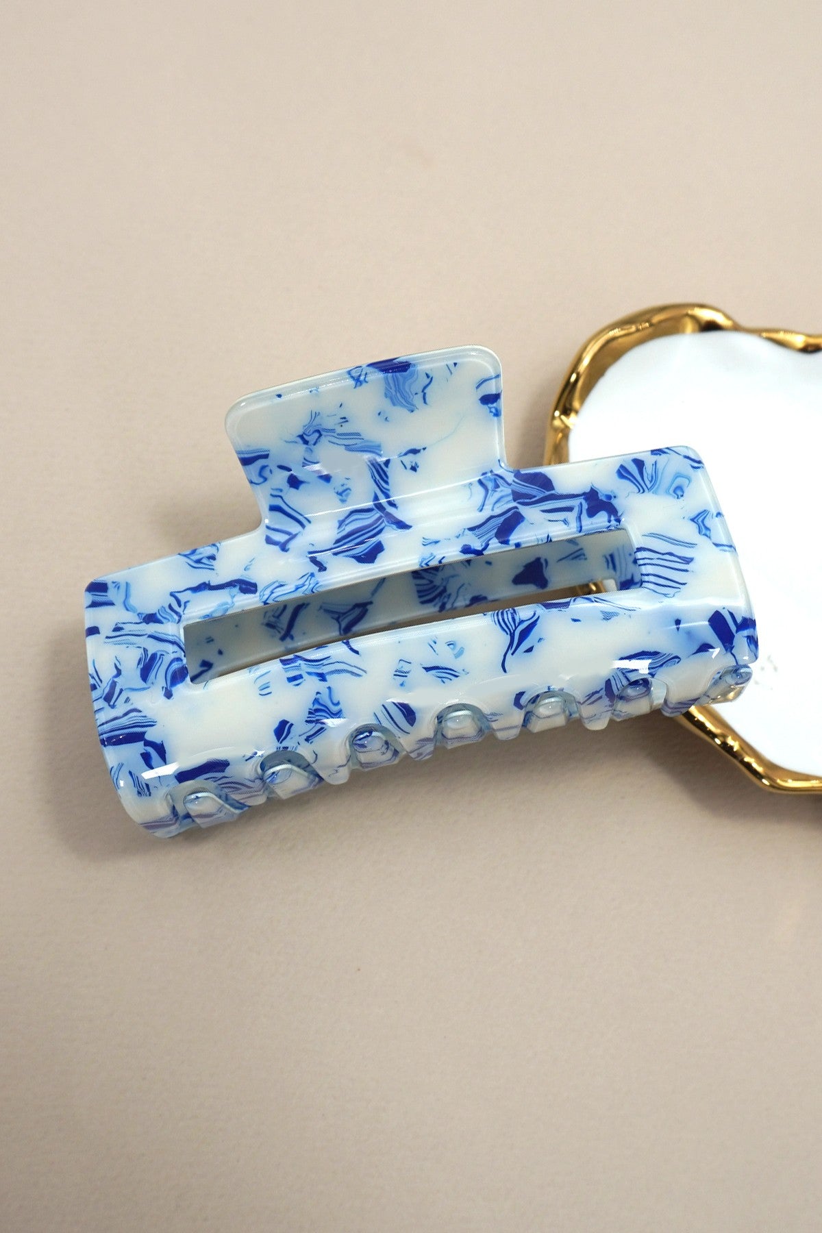 marbled acetate rectangle claw clip