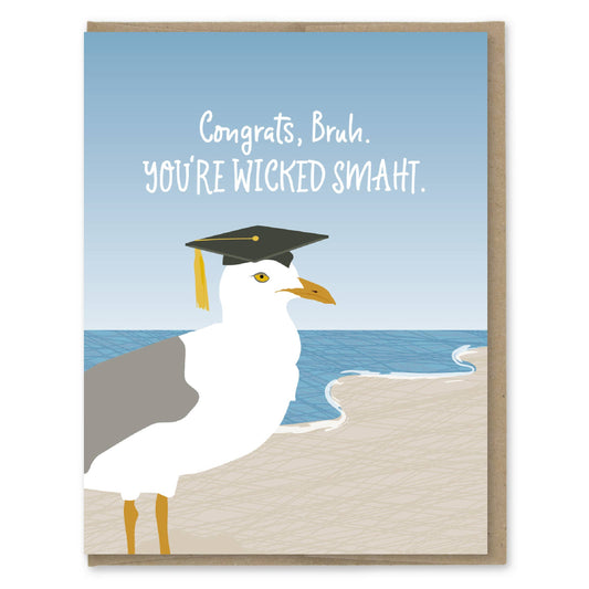 Wicked Smaht Seagull Graduation Card