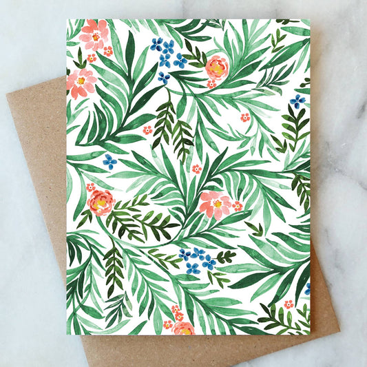 Floral Vines Blank Greeting Card