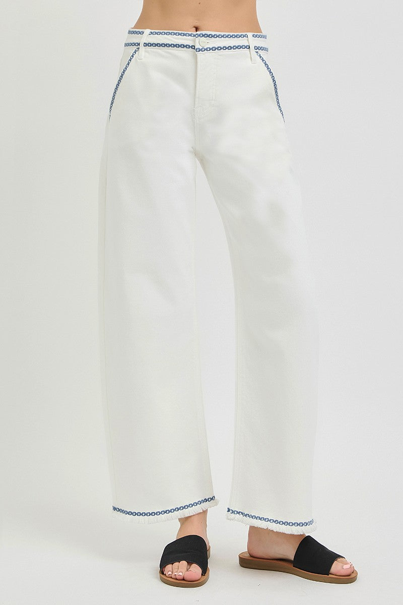 TC HR Crop Barrel Embroidered Pants
