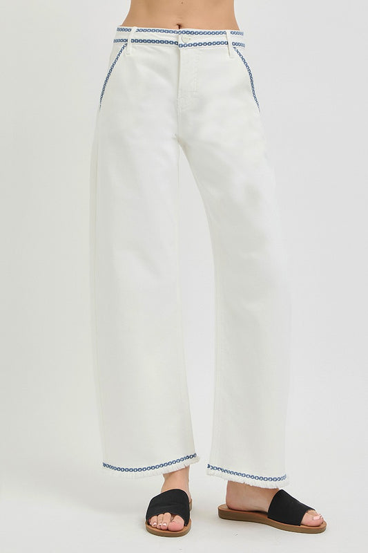 TC HR Crop Barrel Embroidered Pants