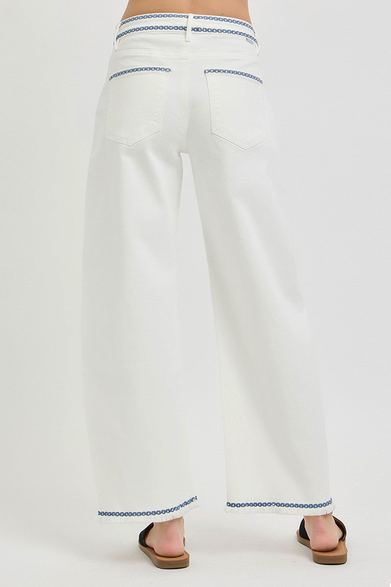 TC HR Crop Barrel Embroidered Pants
