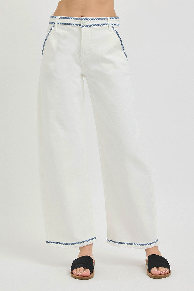 TC HR Crop Barrel Embroidered Pants
