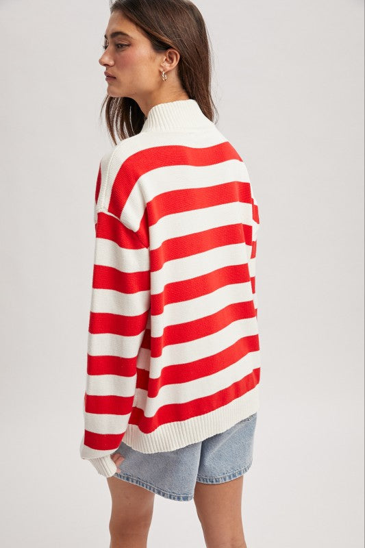 Striped Half-zip Sweater
