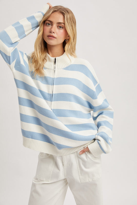 Striped Half-zip Sweater