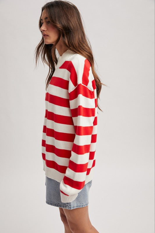 Striped Half-zip Sweater
