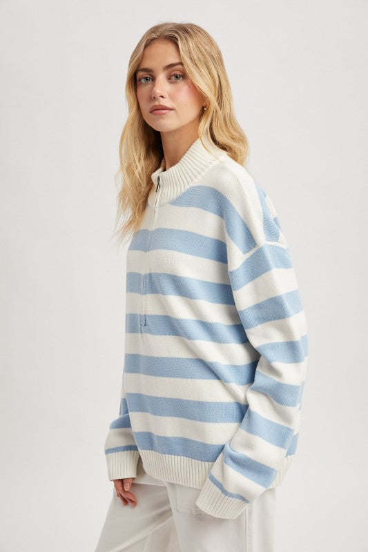 Striped Half-zip Sweater