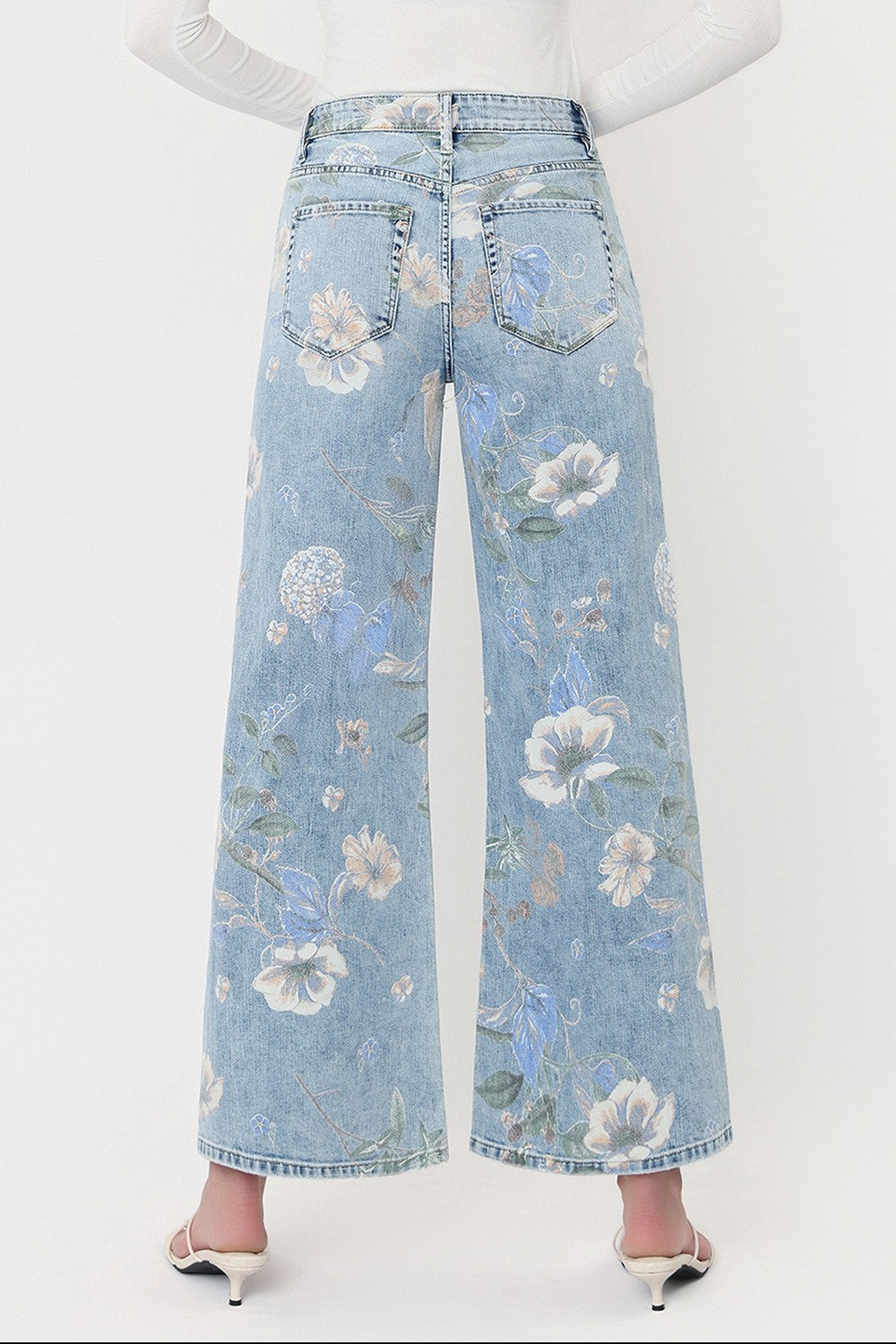 super high rise vintage flare floral print denim