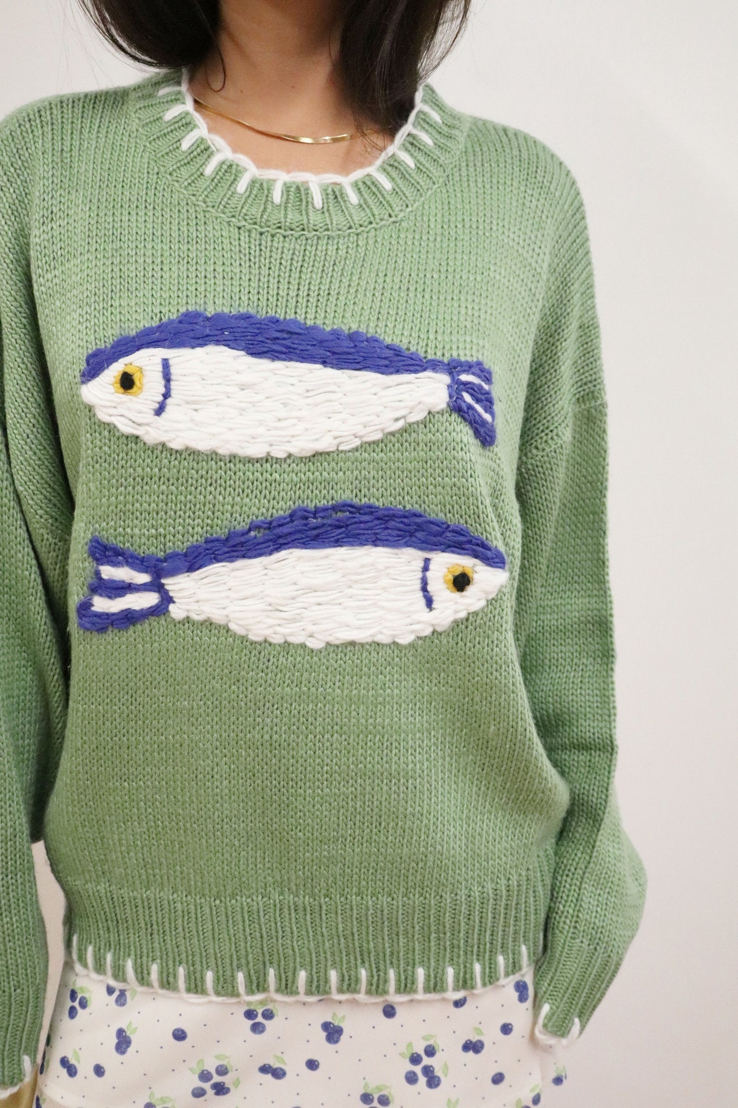 embroidered fish sweater